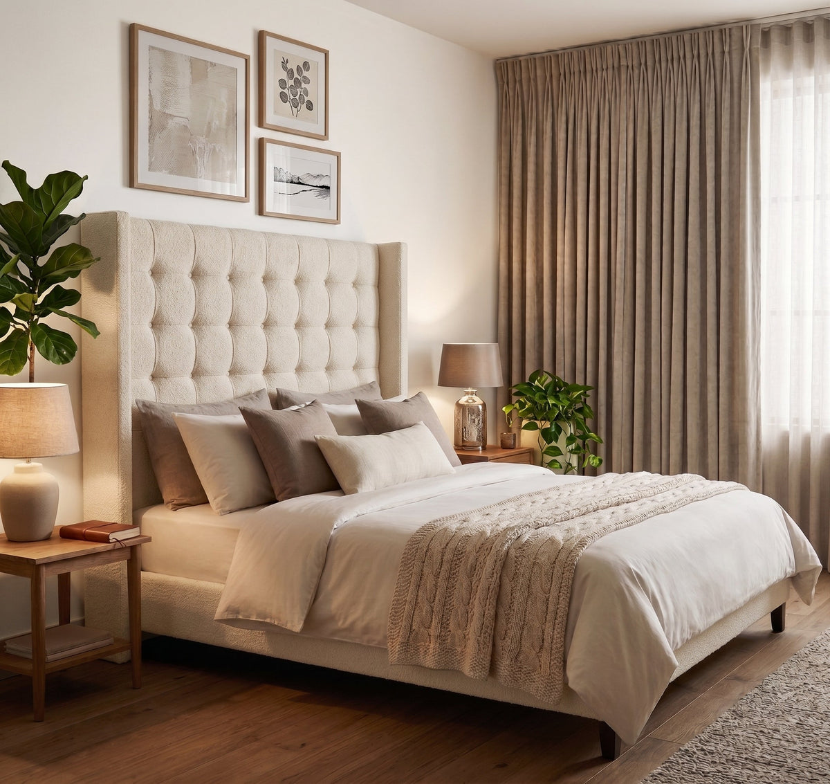 Benno Button Winged Headboard