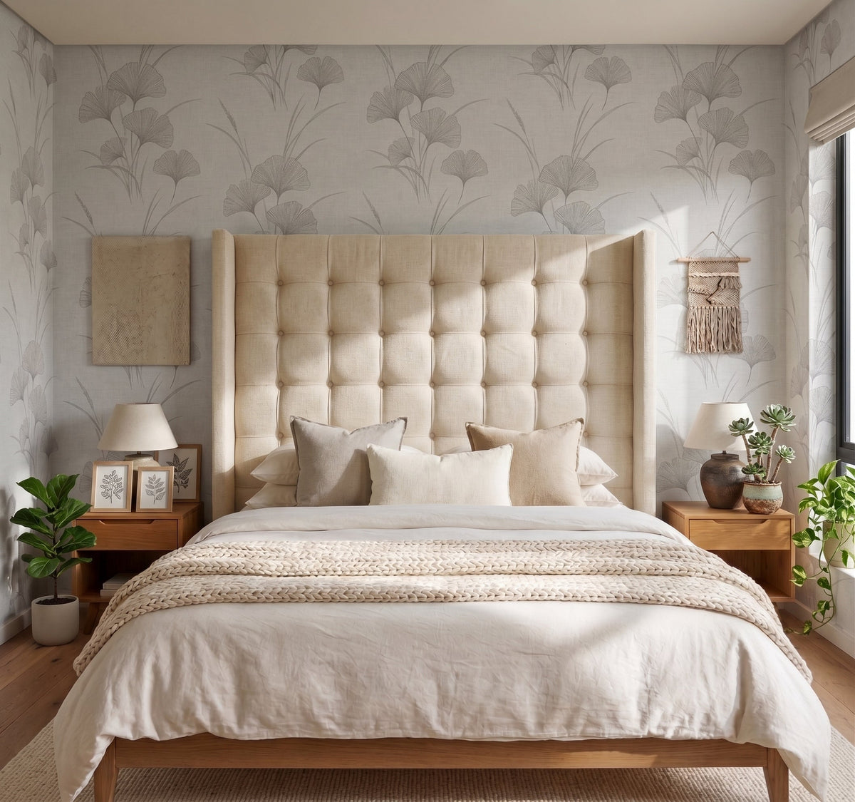 Benno Button Winged Headboard