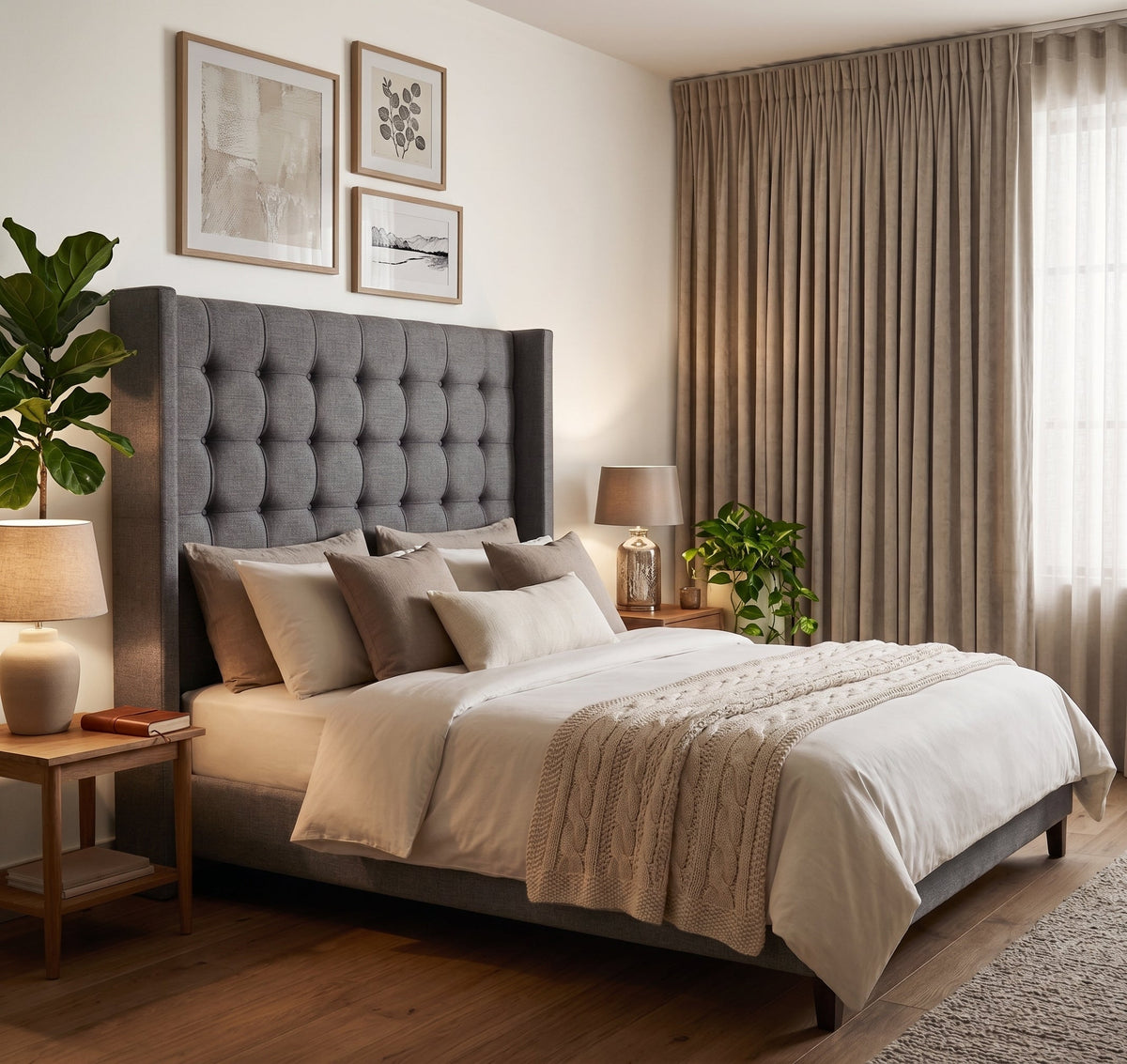 Benno Button Winged Headboard