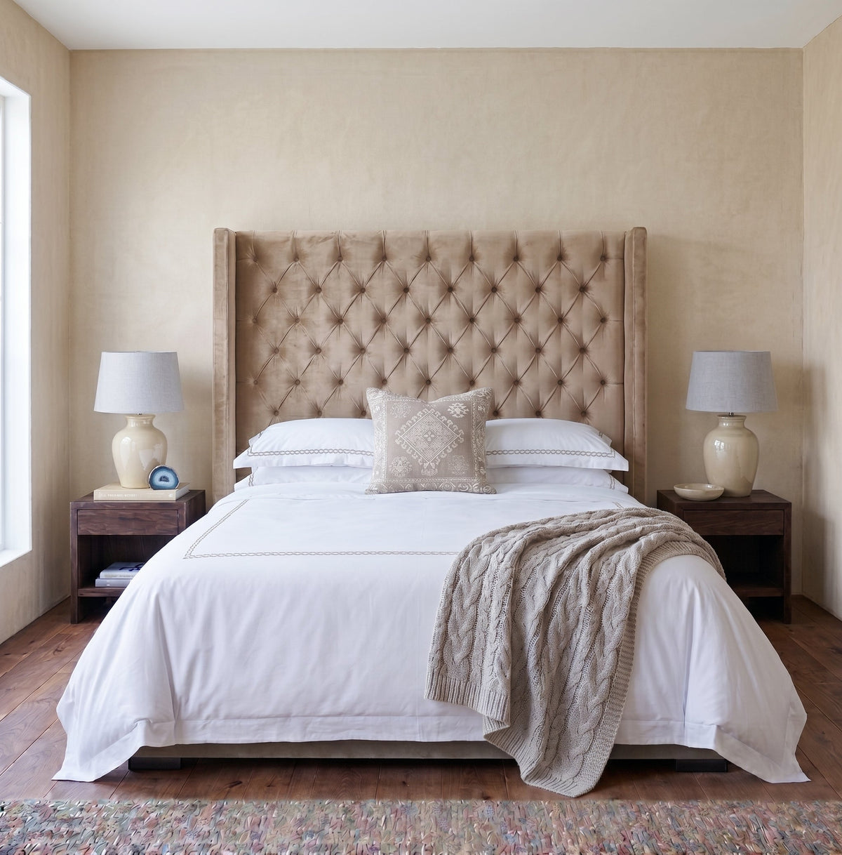 Hena Tufted Wingback Velvet Headboard
