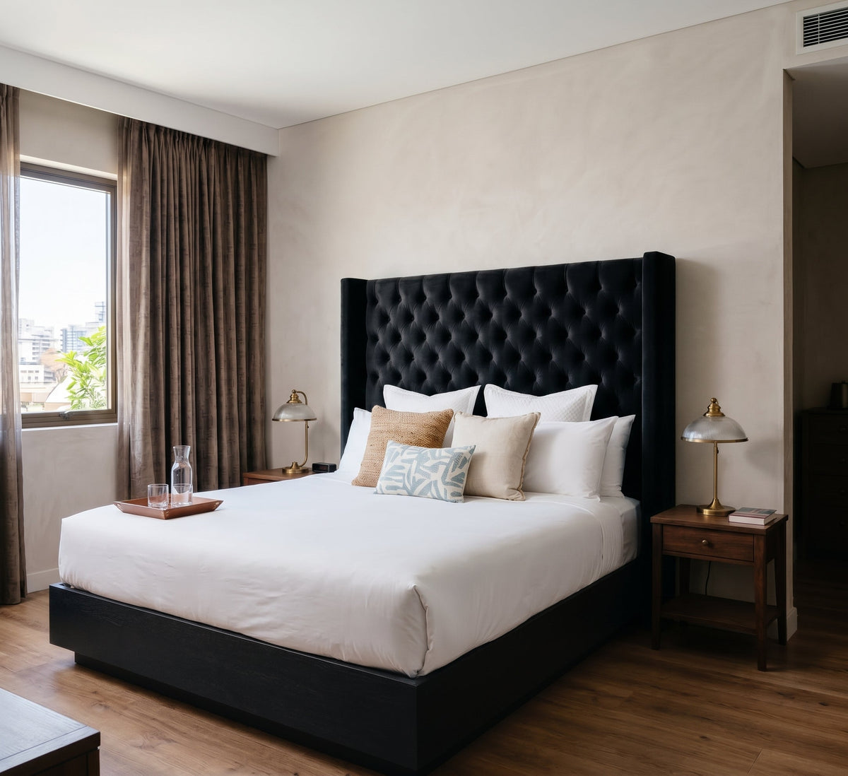Hena Tufted Wingback Velvet Headboard