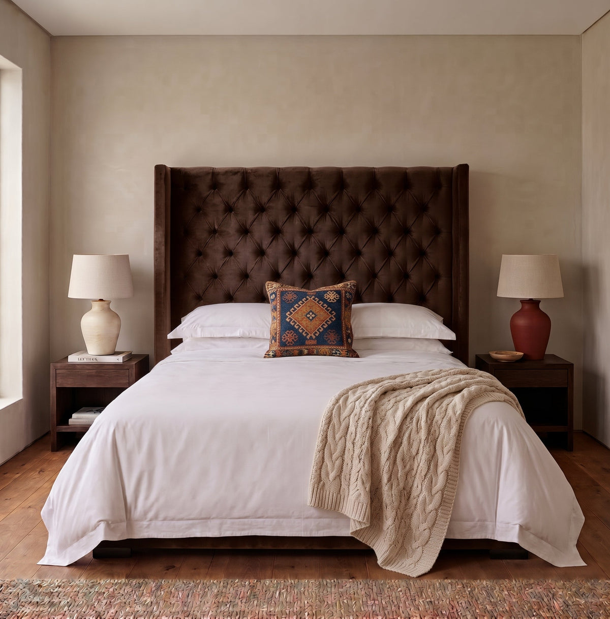 Hena Tufted Wingback Velvet Headboard