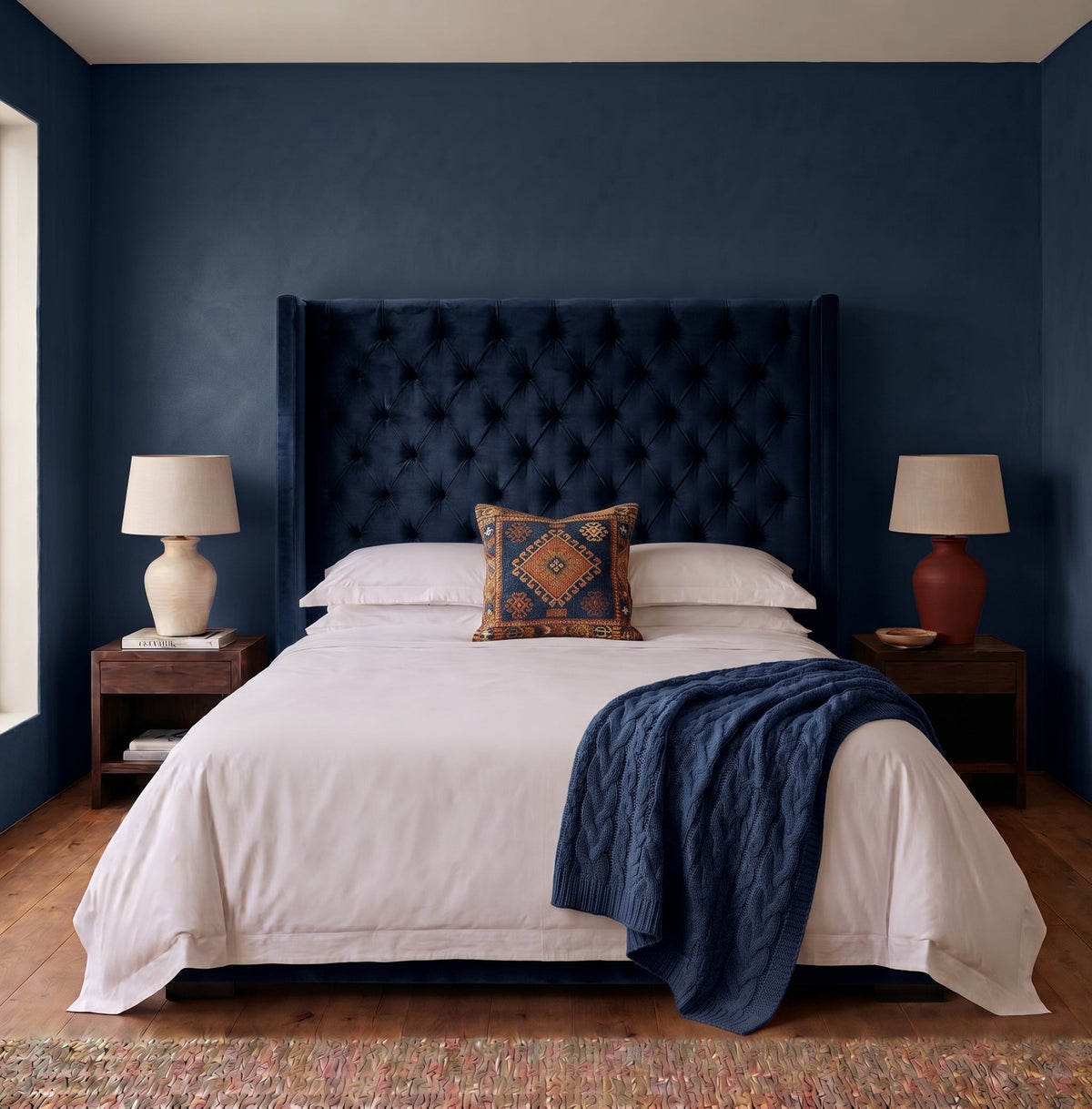 Hena Tufted Wingback Velvet Headboard