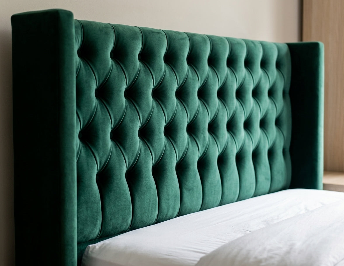 Isaacs Emerald Diamond Tufted Headboard