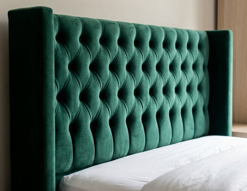 Isaacs Emerald Diamond Tufted Headboard