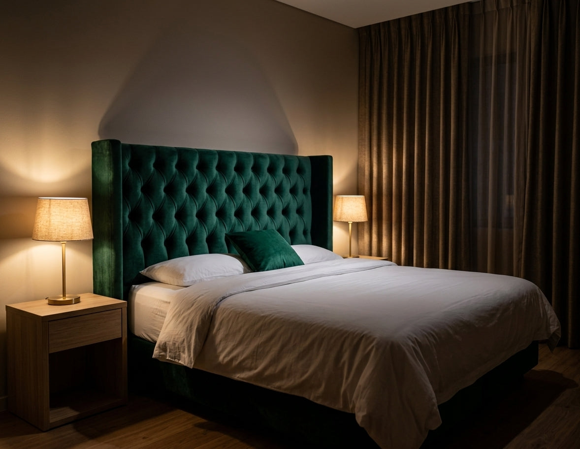 Isaacs Emerald Diamond Tufted Headboard