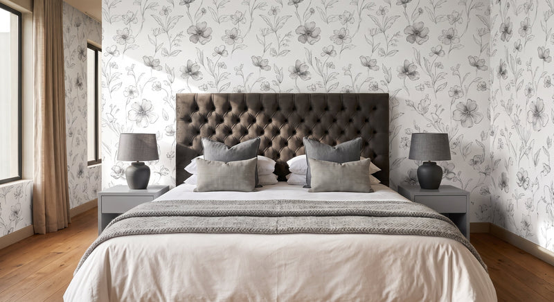 Ivy Buttoned Winged Velvet Headboard