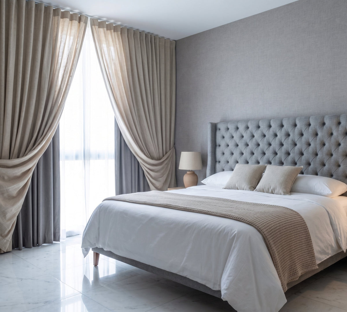 Ivy Buttoned Winged Velvet Headboard