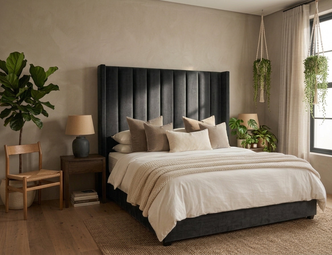 Loral Velvet Wingback Panel Headboard