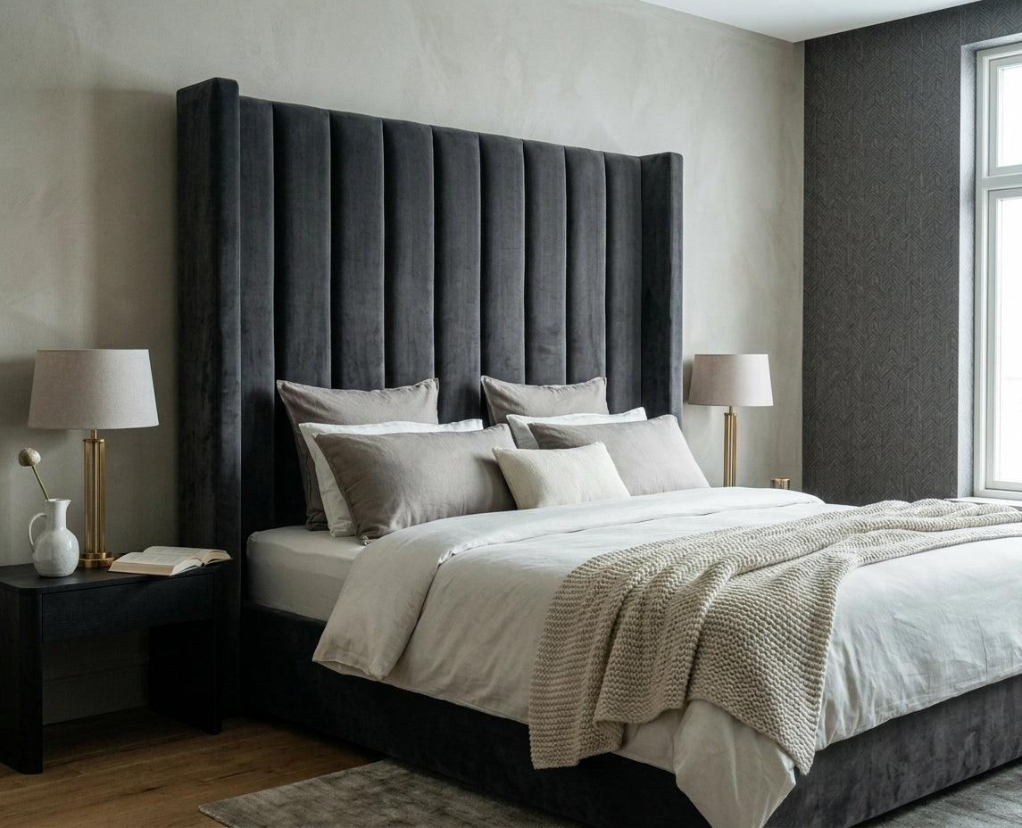 Loral Velvet Wingback Panel Headboard