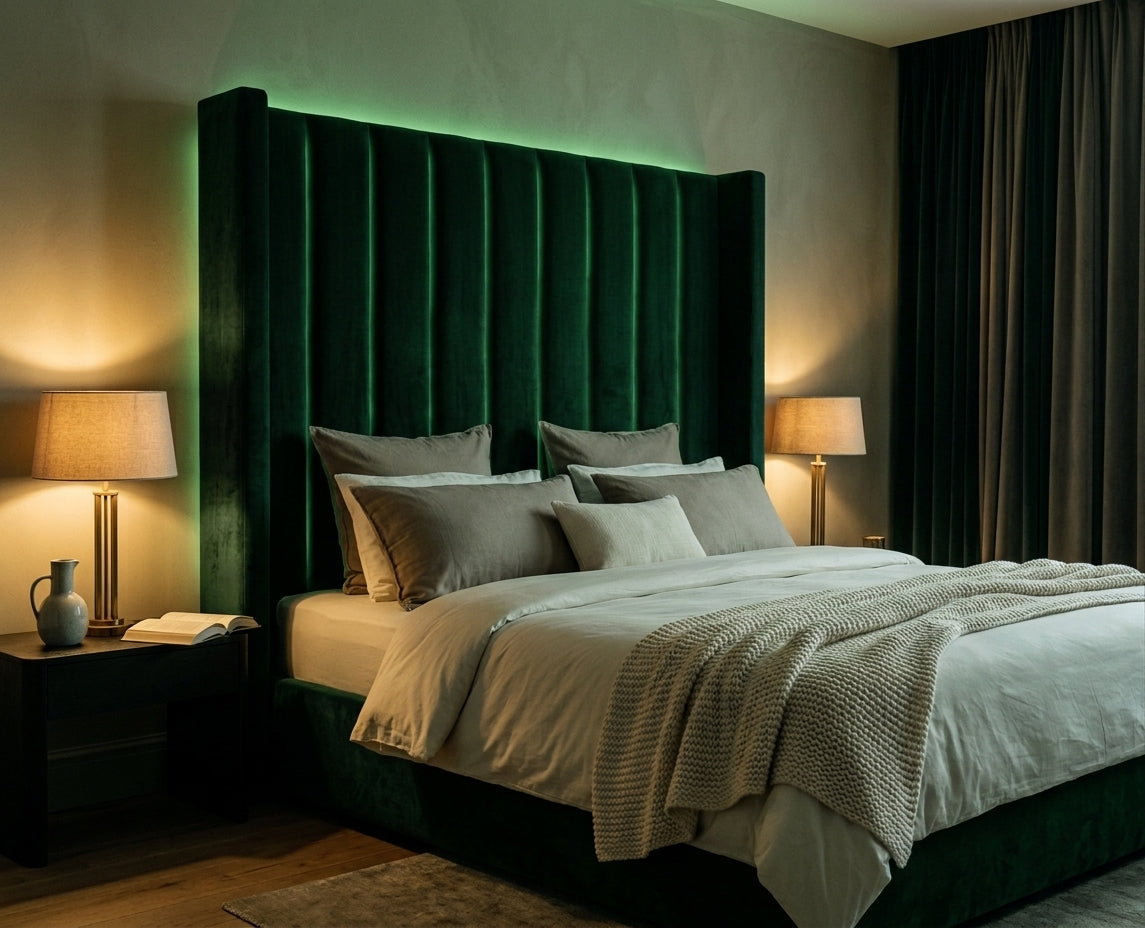 Loral Velvet Wingback Panel Headboard