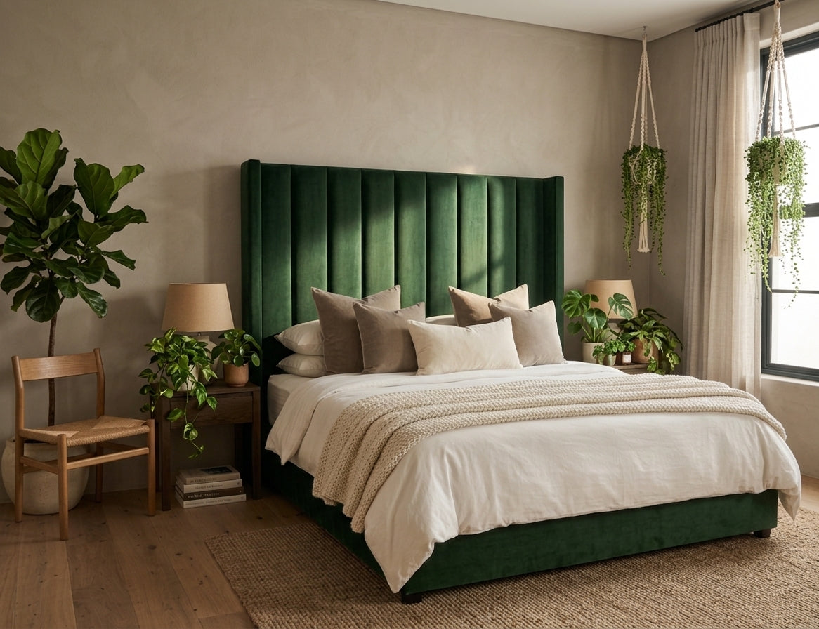 Loral Velvet Wingback Panel Headboard