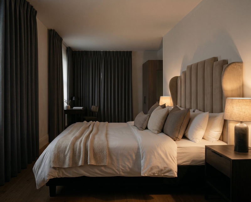 Piano Vertical Velvet Winged Panel Headboard