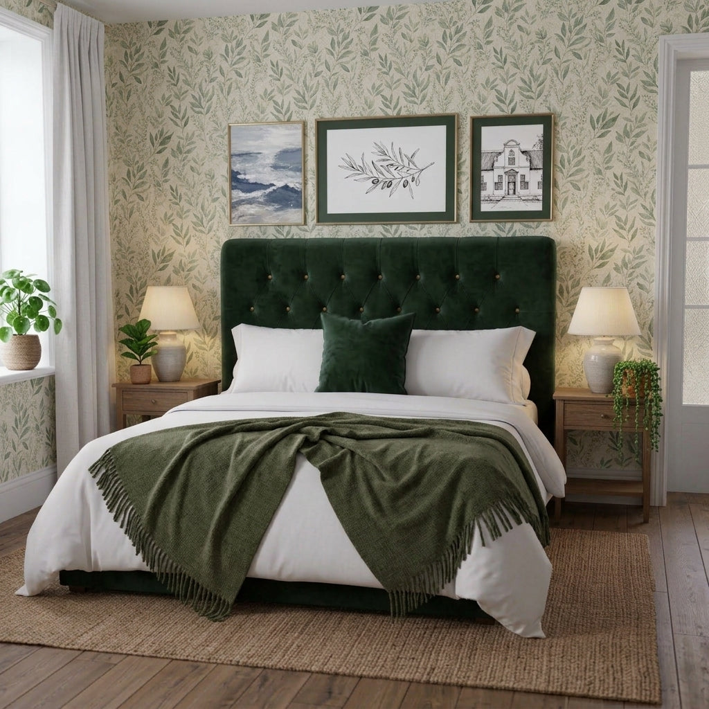 Sweet Dreams Pins Decorated Velvet Headboard