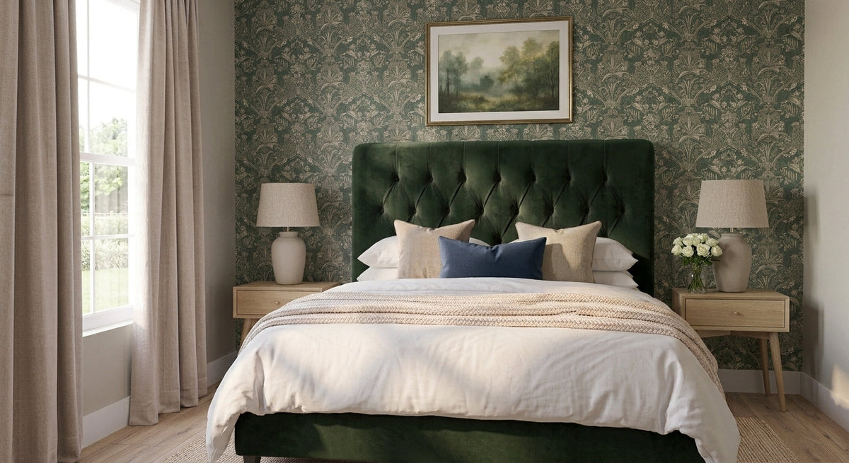 Sweet Dreams Pins Decorated Velvet Headboard