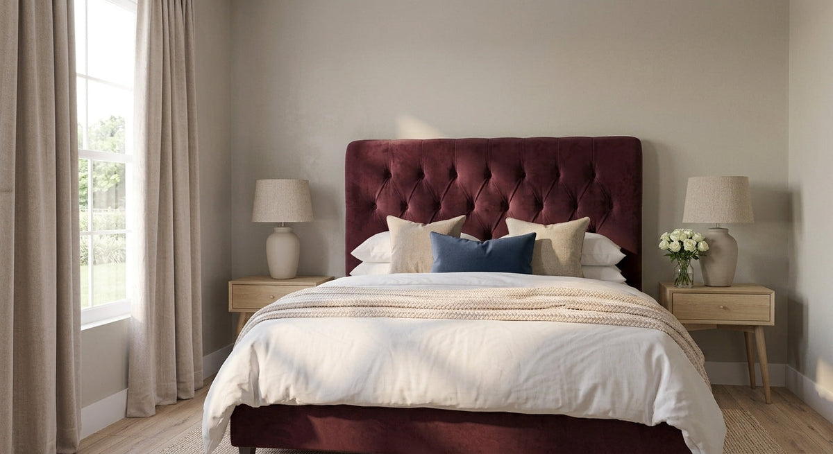 Sweet Dreams Pins Decorated Velvet Headboard