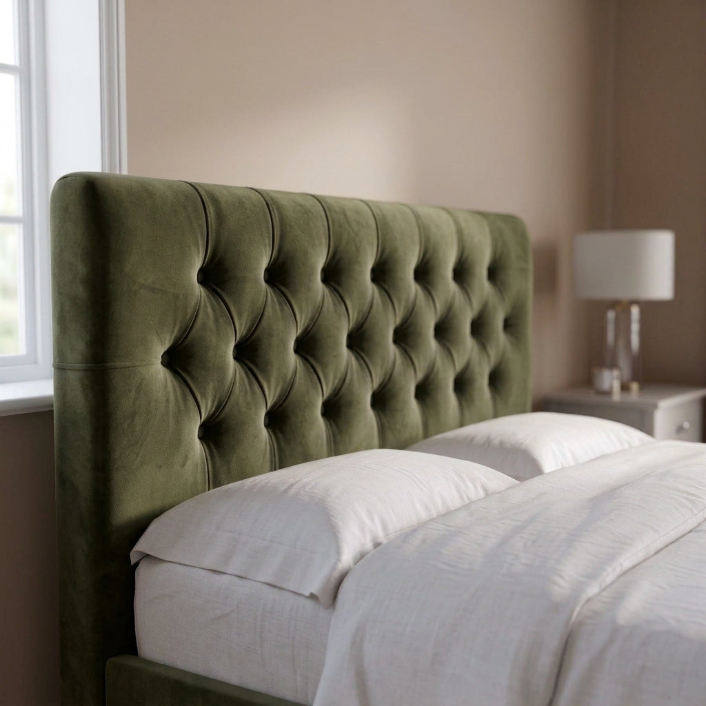 Sweet Dreams Pins Decorated Velvet Headboard